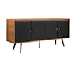 Armen Living Coco Rustic Oak Wood and Leather Sideboard C