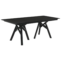 79" Mid-Century Modern Black Wood Dining Table with Black Legs