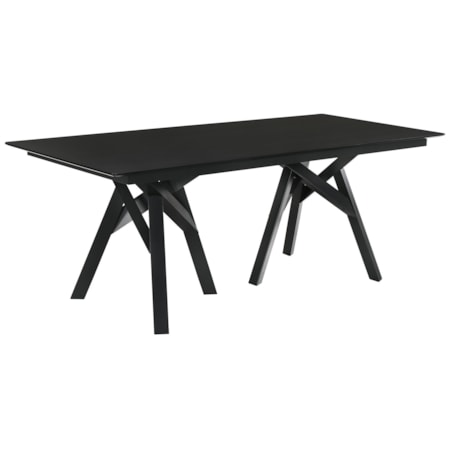 Mid-Century Modern Black Wood Dining Table