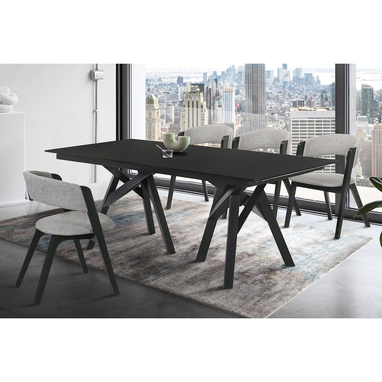 Armen Living Cortina Mid-Century Modern Black Wood Dining Table