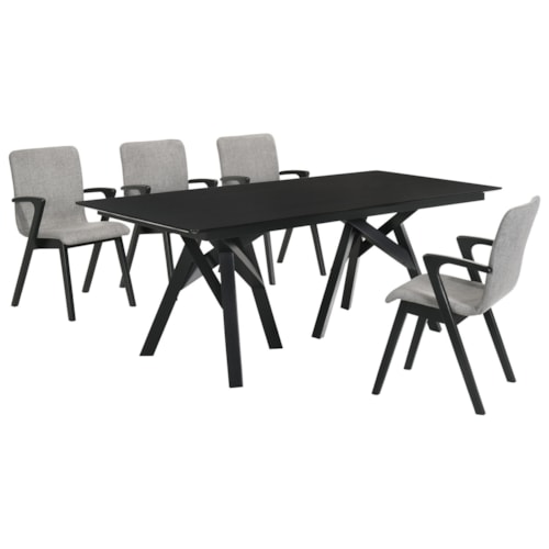 Mid-Century Modern 5-Piece Black Dining Set