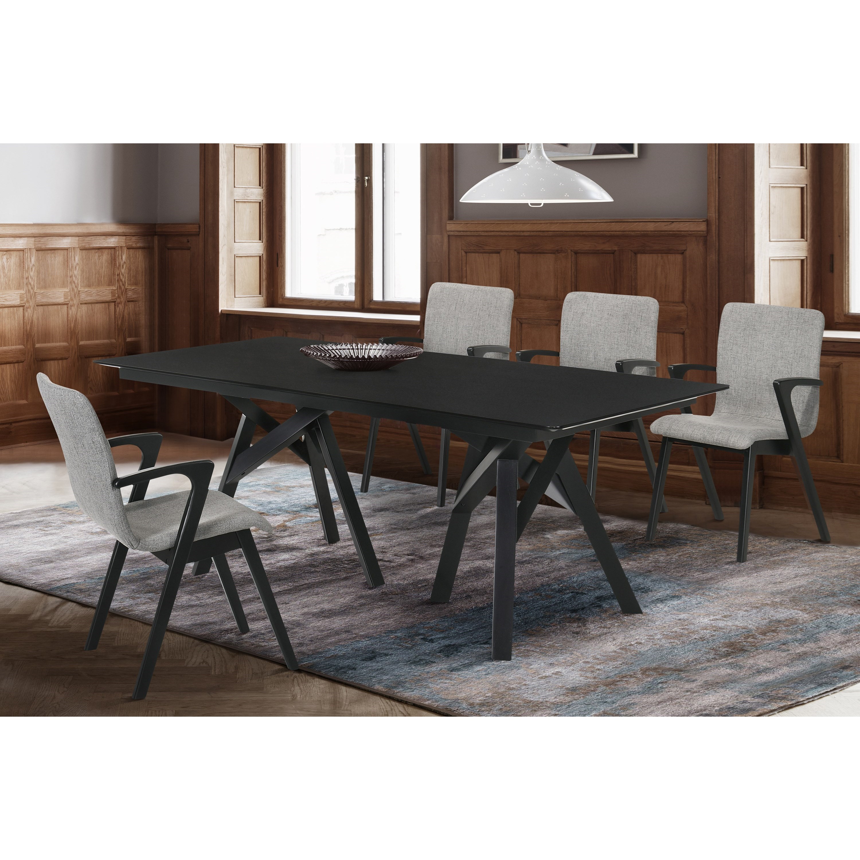 Armen Living Cortina 5-Piece Black Dining Set