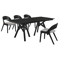 Mid-Century Modern 5-Piece Black Dining Set