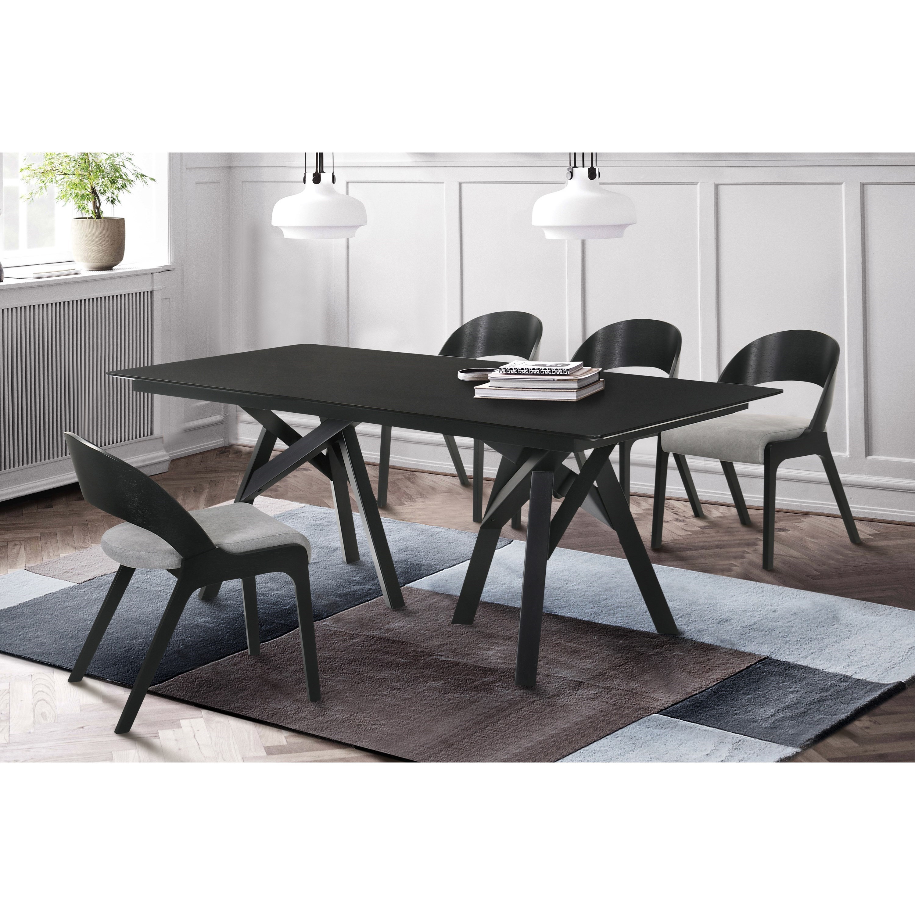 Armen Living Cortina 5-Piece Black Dining Set