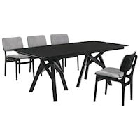 Mid-Century Modern 5-Piece Black Dining Set