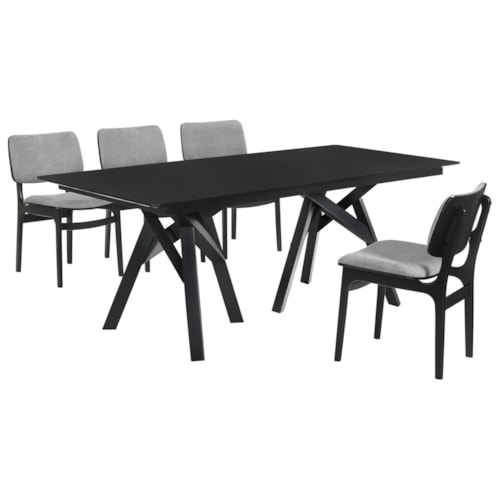 Mid-Century Modern 5-Piece Black Dining Set