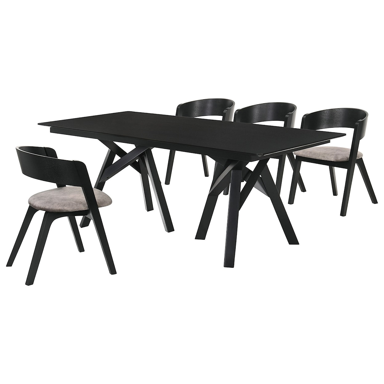 Armen Living Cortina 5-Piece Black Dining Set