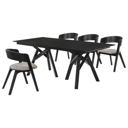 Contemporary 5-Piece Black Dining Set