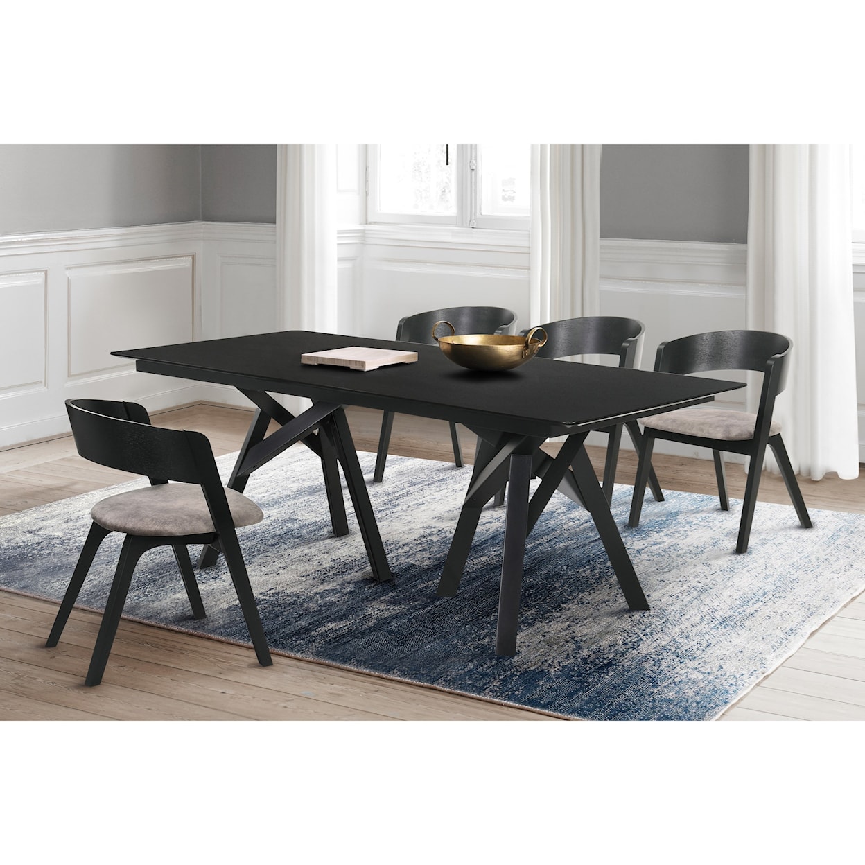 Armen Living Cortina 5-Piece Black Dining Set