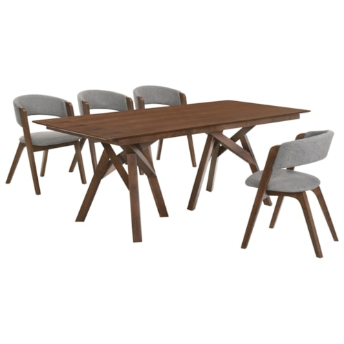 Transitional 5-Piece Walnut Dining Set