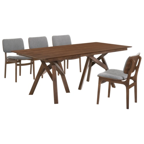 Transitional 5-Piece Walnut Dining Set