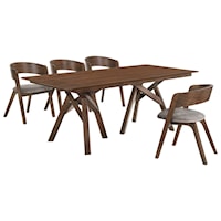 Contemporary 5-Piece Walnut Dining Set