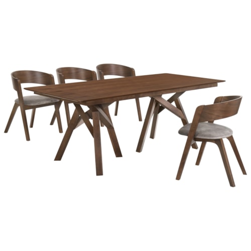 Contemporary 5-Piece Walnut Dining Set