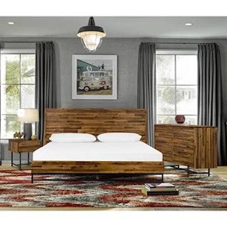 4 Piece Acacia Queen Bedroom Set with Dresser and Nightstands