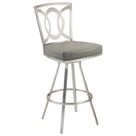 26" Contemporary Stainless Steel Swivel Counter Stool with Cushion