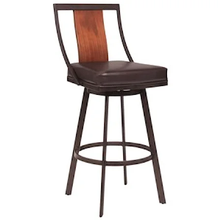 30" Bar Height Barstool in Auburn Bay with Brown Faux Leather and Sedona Wood