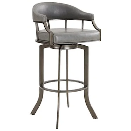 Swivel 30" Mineral Finish and Grey Faux Leather Bar Stool