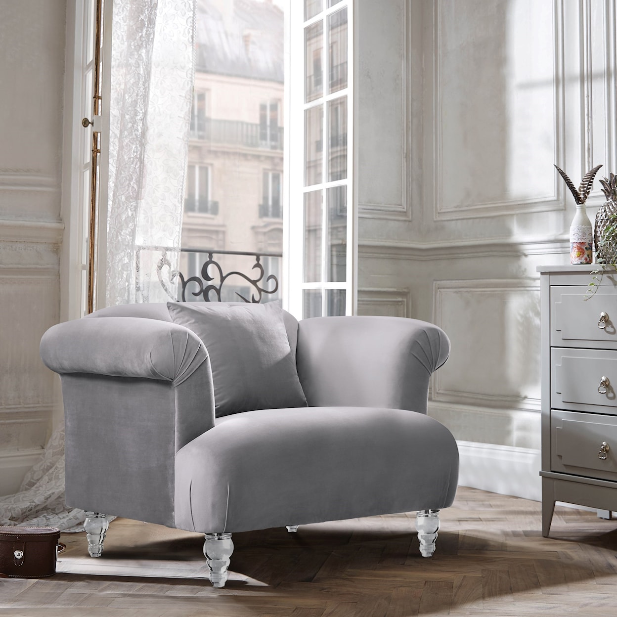 Armen Living Elegance Contemporary Chair in Velvet