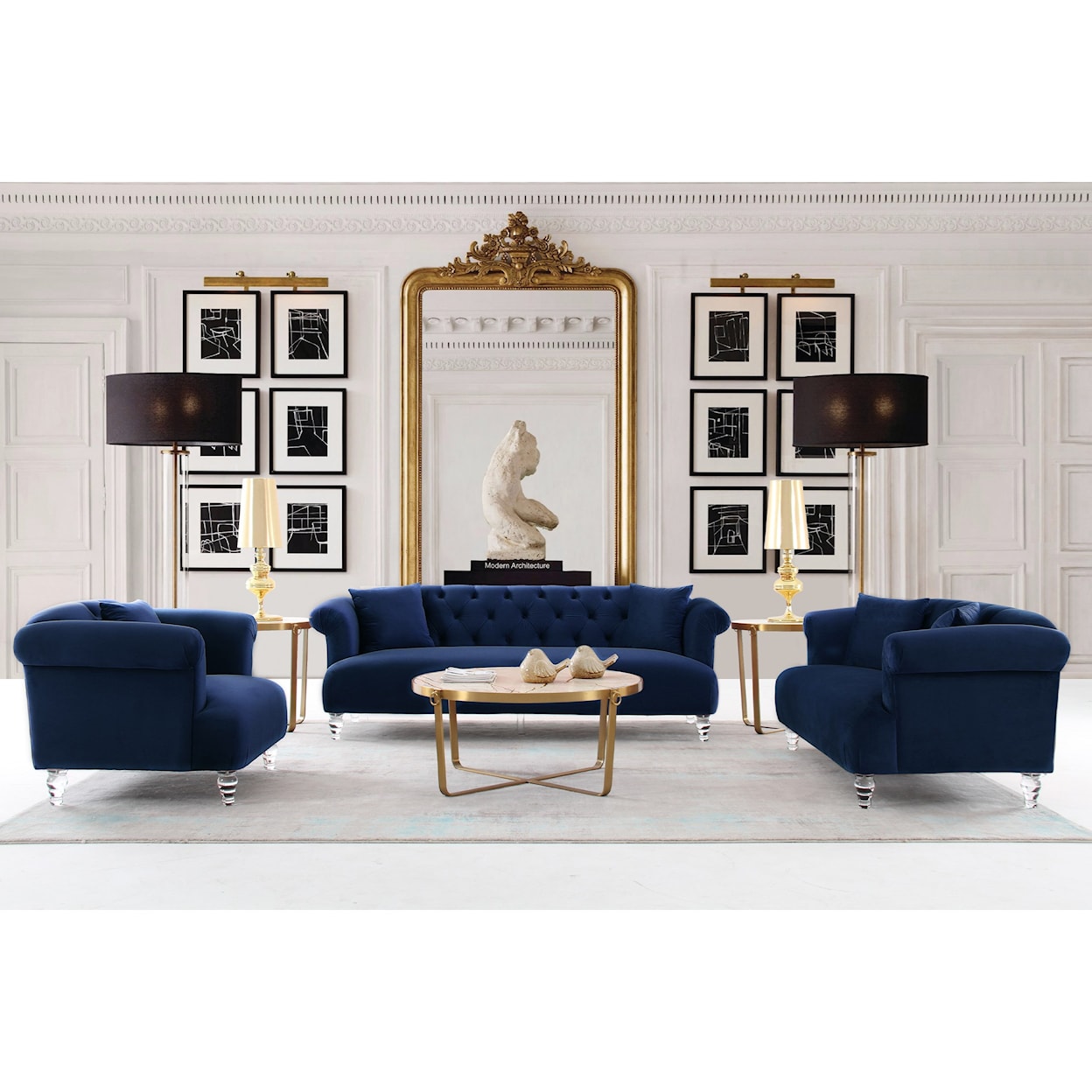 Armen Living Elegance Contemporary Loveseat in Velvet