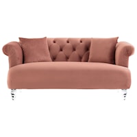 Contemporary Loveseat in Velvet with Acrylic Legs