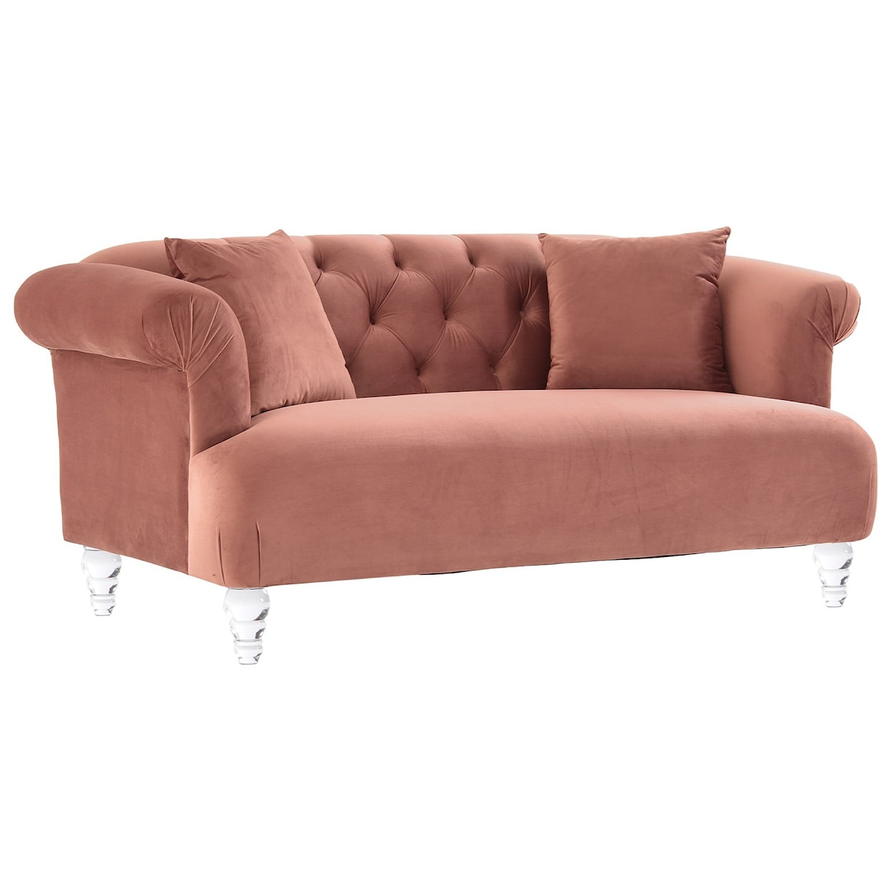 Armen Living Elegance Contemporary Loveseat in Velvet