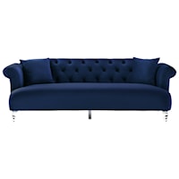 Elegance Contemporary Sofa in Velvet with Acrylic Legs