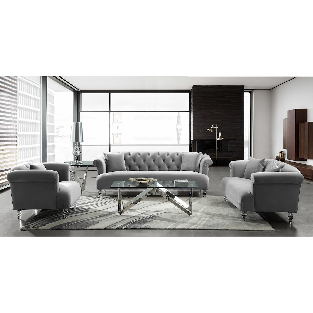 Armen Living Elegance Elegance Contemporary Sofa in Velvet