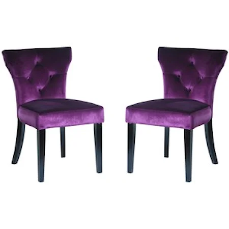 Side Chair in Purple Velvet - Set of 2