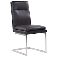 Contemporary Dining Chair in Brushed Stainless Steel Finish with Grey Faux Leather - Set of 2