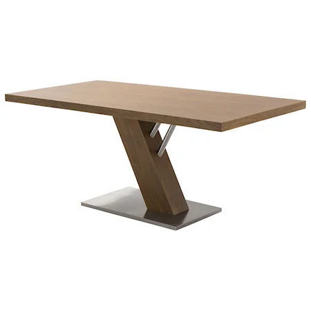Contemporary Dining Table with Stainless Steel Base