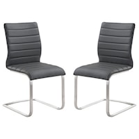 Contemporary Upholstered Side Chair with Gray Faux Leather - Set of 2