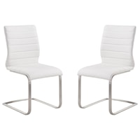 Contemporary Upholstered Side Chair with White Faux Leather - Set of 2