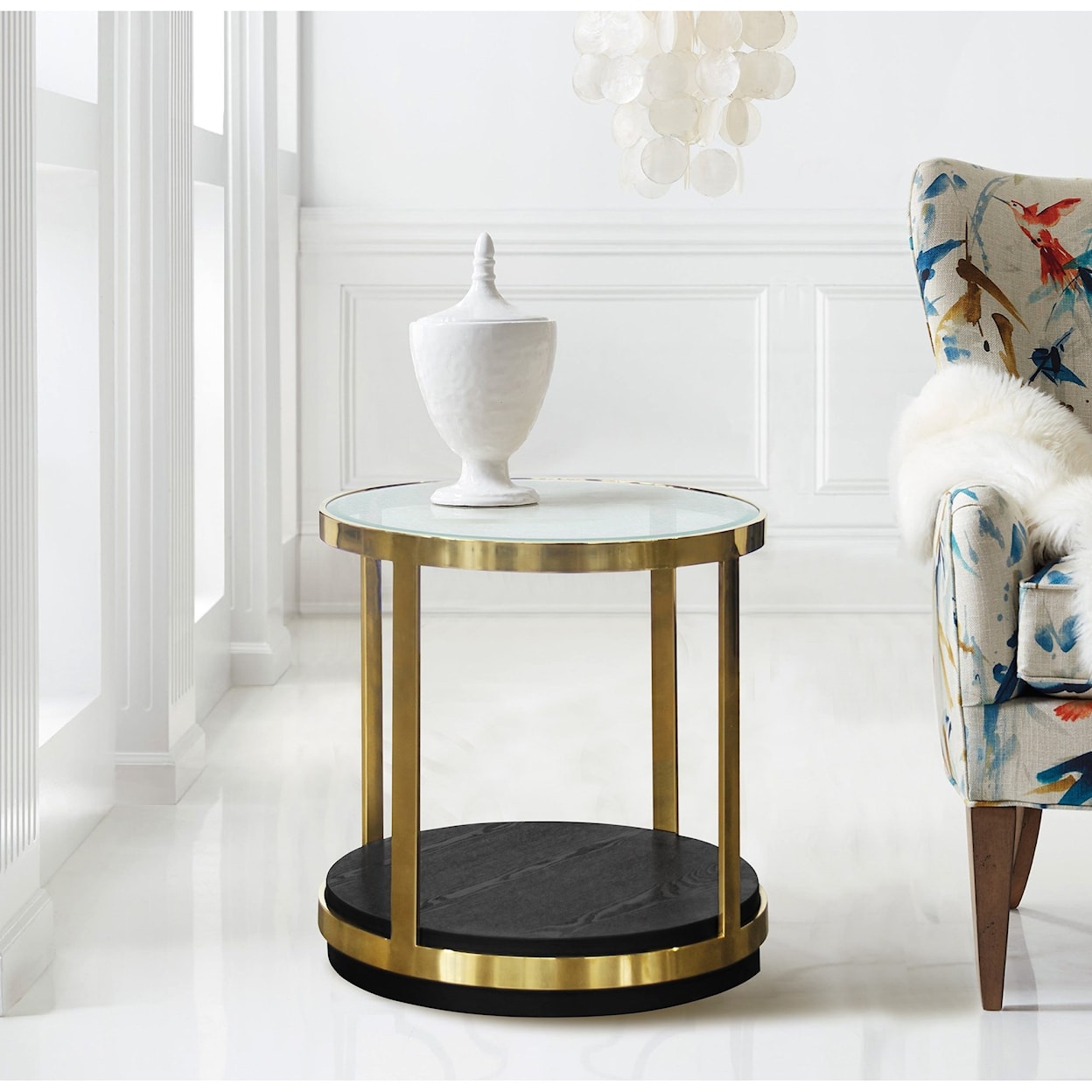 Armen Living Hattie Round End Table