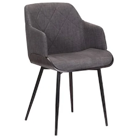 Charcoal Cushion Arm Chair in Black Powder Coated Finish and Black Brushed Wood