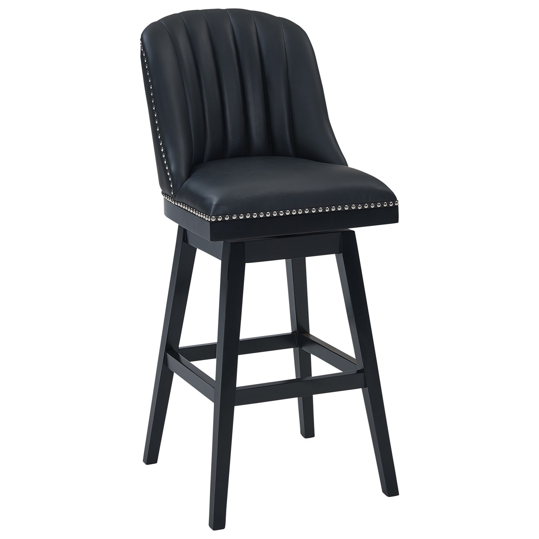 Black swivel counter shop height stools