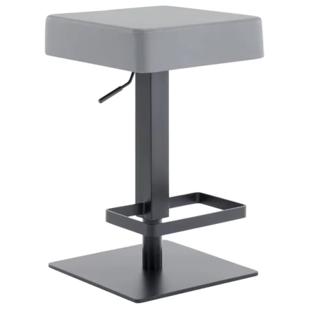 Contemporary Swivel Barstool in Grey Faux Leather