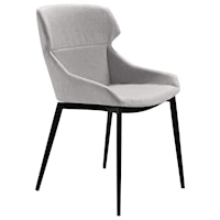 Modern Dining Chairs in Matte Black Finish with Gray Fabric - Set of 2