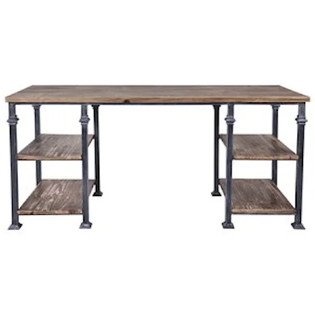 Industrial Desk in Industrial Grey and Pine Wood Top