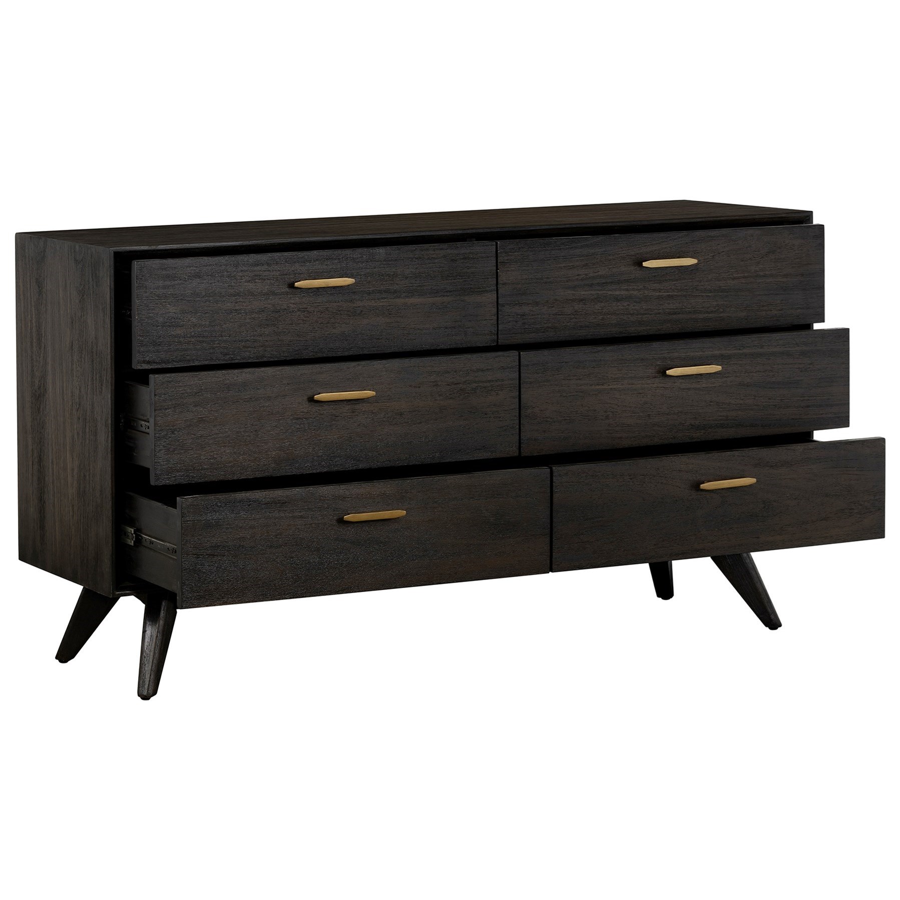 Armen Living Loft 4 Piece Acacia King Bedroom Set with Dresser
