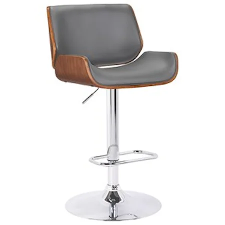 Contemporary Swivel Bar Stool with Gray Faux Leather