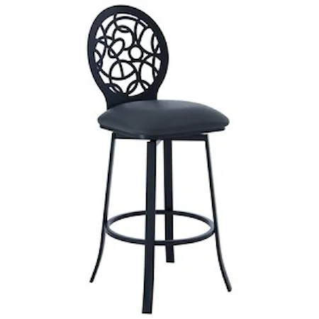 Contemporary 26" Counter Height Barstool in Grey Faux Leather