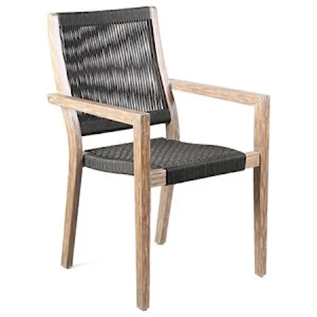 Contemporary Outdoor Patio Charcoal Rope Arm Chair - Set of 2