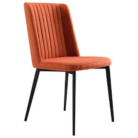Contemporary Dining Chair in Matte Black Finish with Orange Fabric - Set of 2 