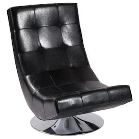 Modern Armless Swivel Chair in Bonded Leather