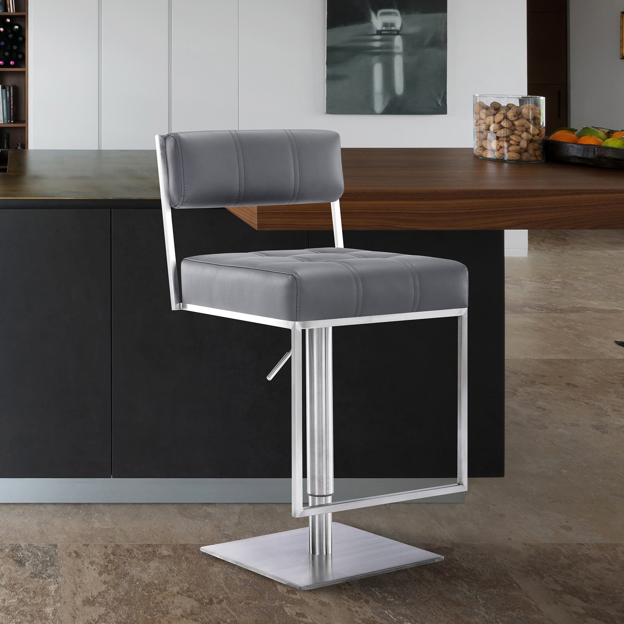 Armen Living Michele Adjustable Height Swivel Bar Stool