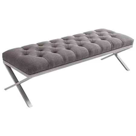 Tufted Bench with Brushed Stainless Steel Legs