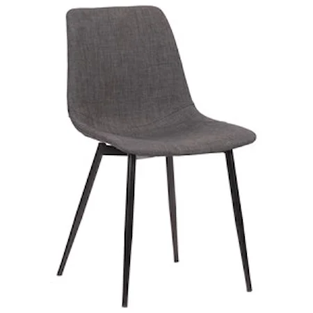 Contemporary Dining Chair in Charcoal Faux Leather with Black Powder Coated Metal Legs