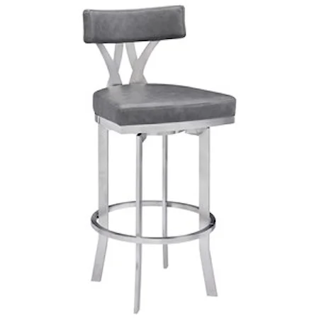 Contemporary 30" Bar Height Barstool in Faux Leather