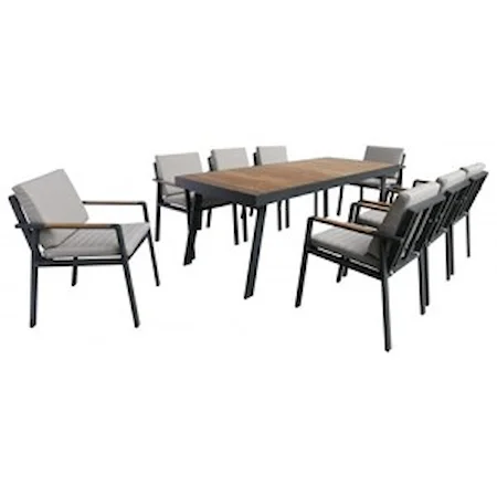 Outdoor Patio Dining Set in Charcoal Finish with Taupe Cushions