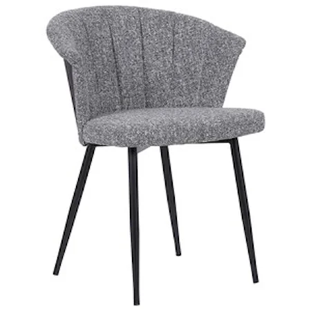 Contemporary Dining Chair in Black Powder Coated Finish with Grey Fabric